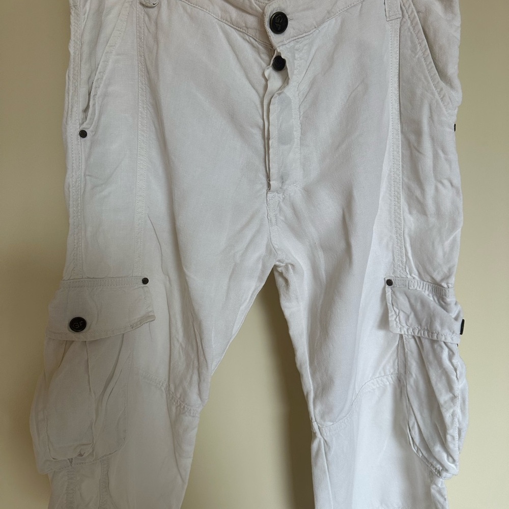 Gianfranco Ferre White Linen Cargo Shorts  Size 36/50